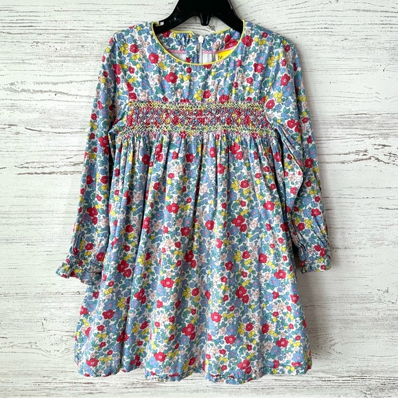 Mini Boden Other - MINI BODEN LIBERTY Smocked Long Sleeve Dress in Multi Apple Blossom Floral 5-6Y
